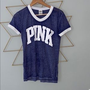 blue and white shirt